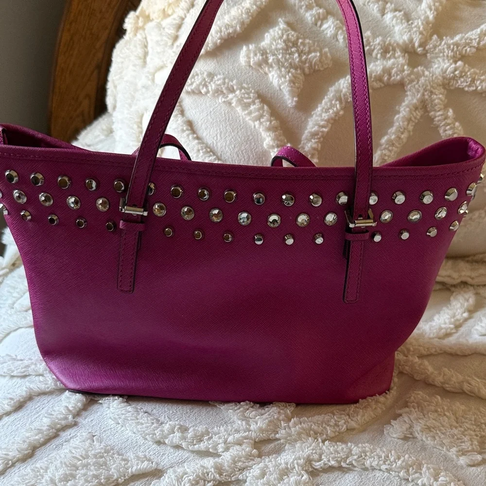 Michael Kors Fuchsia Studded Tote - Picture 2 of 5